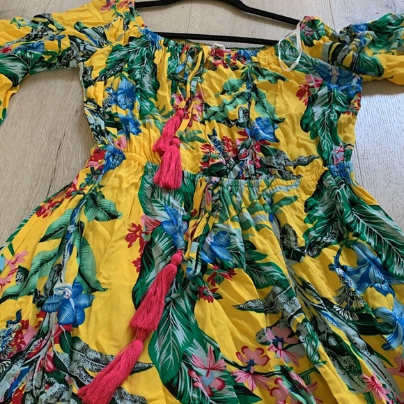 LABEL OF LOVE summer maxi dress size M tropical off the shoulder vacation‎ - Picture 9 of 9